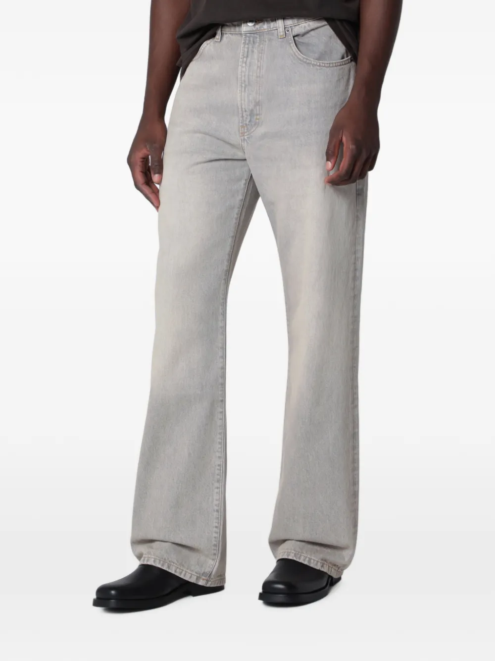 Jeanerica Vega straight jeans met logopatch Grijs