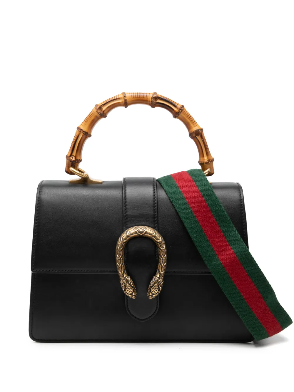 Gucci Pre-Owned 2016-2026 Medium Calfskin Bamboo Dionysus Web satchel - Nero