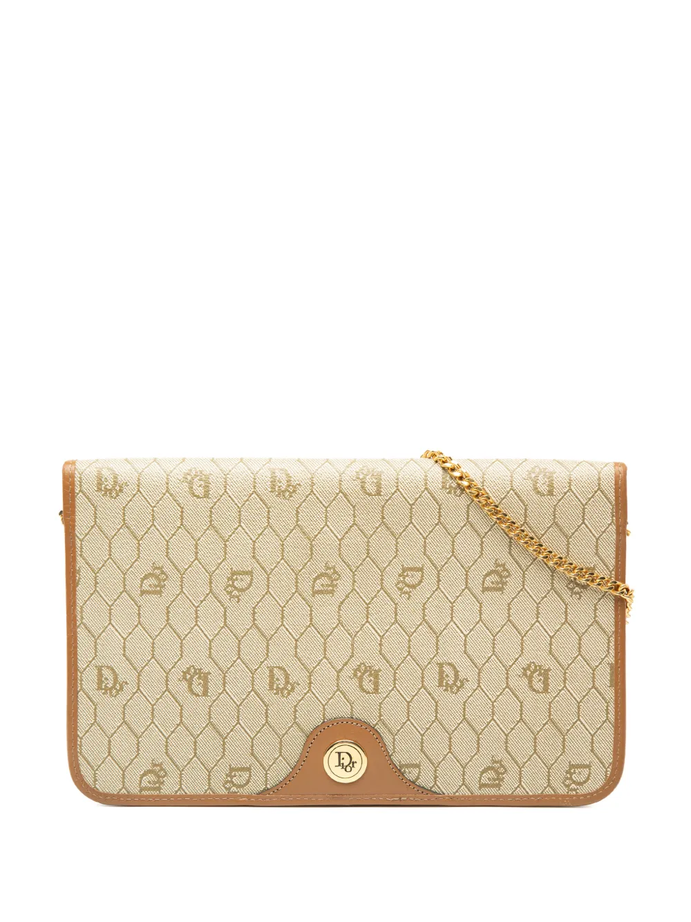 Christian Dior Pre-Owned 20th Century Honeycomb Coated Canvas Chain crossbody bag - Neutrals
