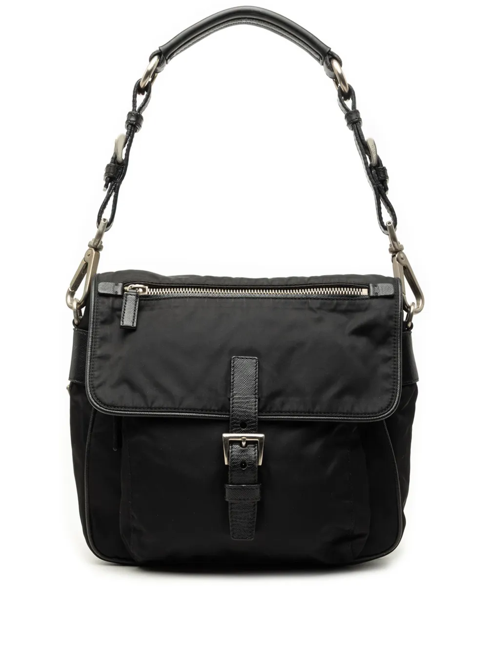 Prada Pre-Owned 2013-2025 Saffiano Trimmed Tessuto shoulder bag - Schwarz