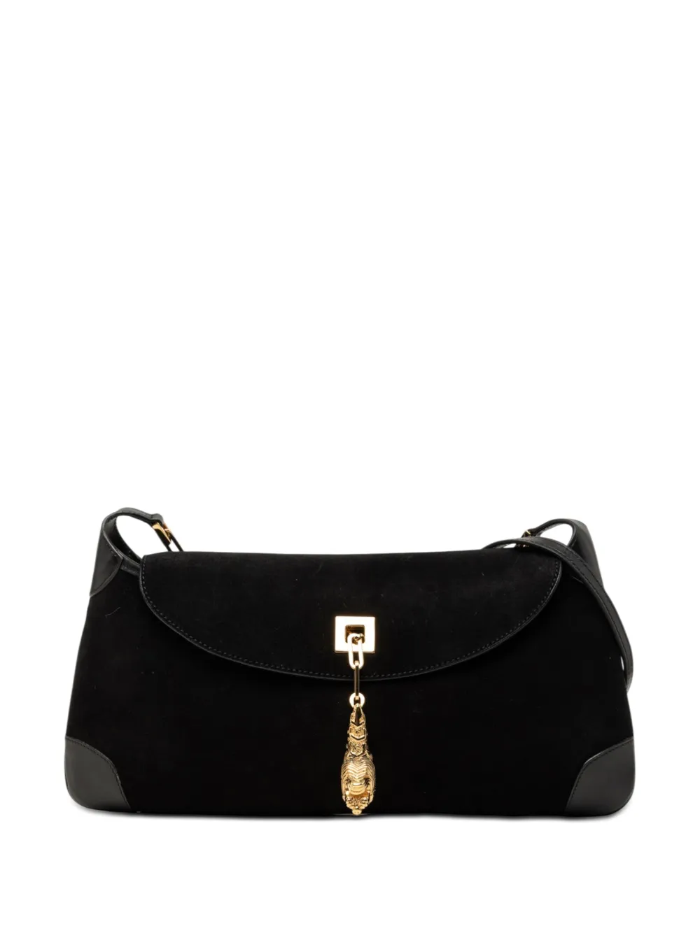 Gucci Pre-Owned 2000-2015 Suede Tiger Head shoulder bag - Nero