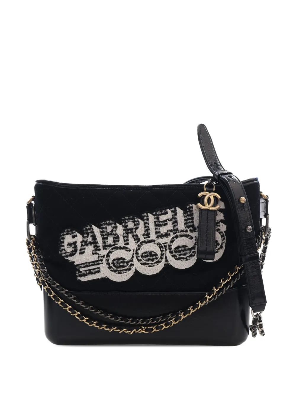 CHANEL Pre-Owned 2017-2018 Medium Wool Coco Embroidered Gabrielle Hobo crossbody bag - Nero