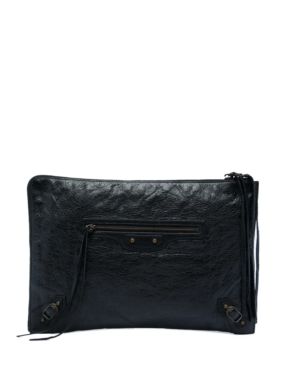 Balenciaga Pre-Owned 2016 Lambskin Motocross Classic Flat clutch bag - Nero