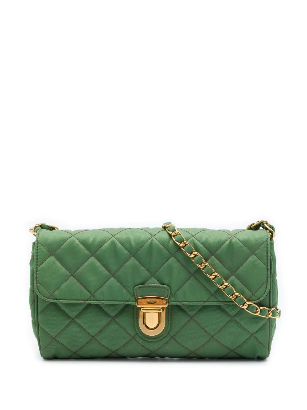 Prada Pre-Owned 2010-2026 Impuntu Tessuto Chain crossbody bag - Verde