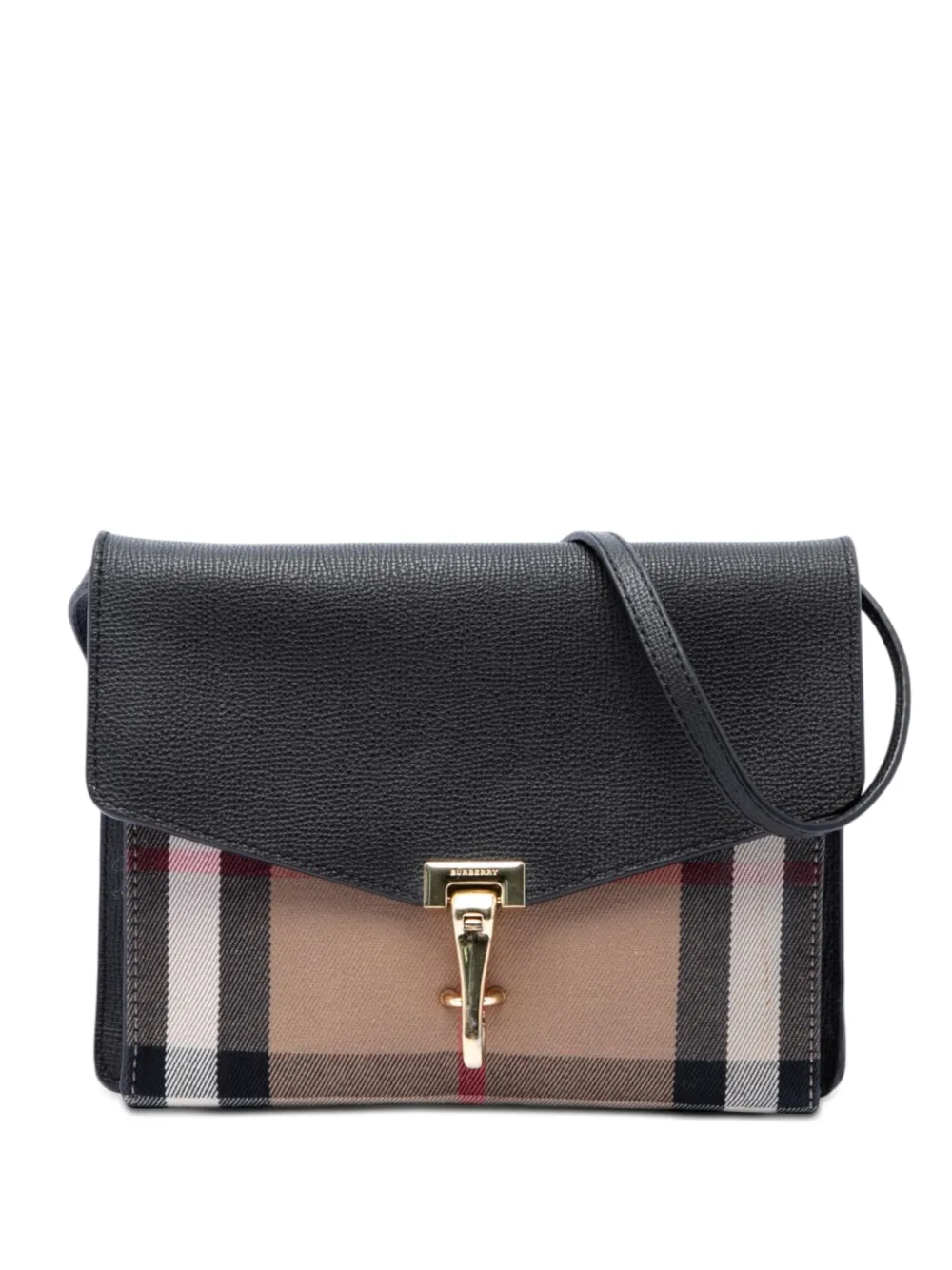 Burberry Pre-Owned 2000-2017 Small Leather and House Check Canvas Derby Macken crossbody bag - Black
