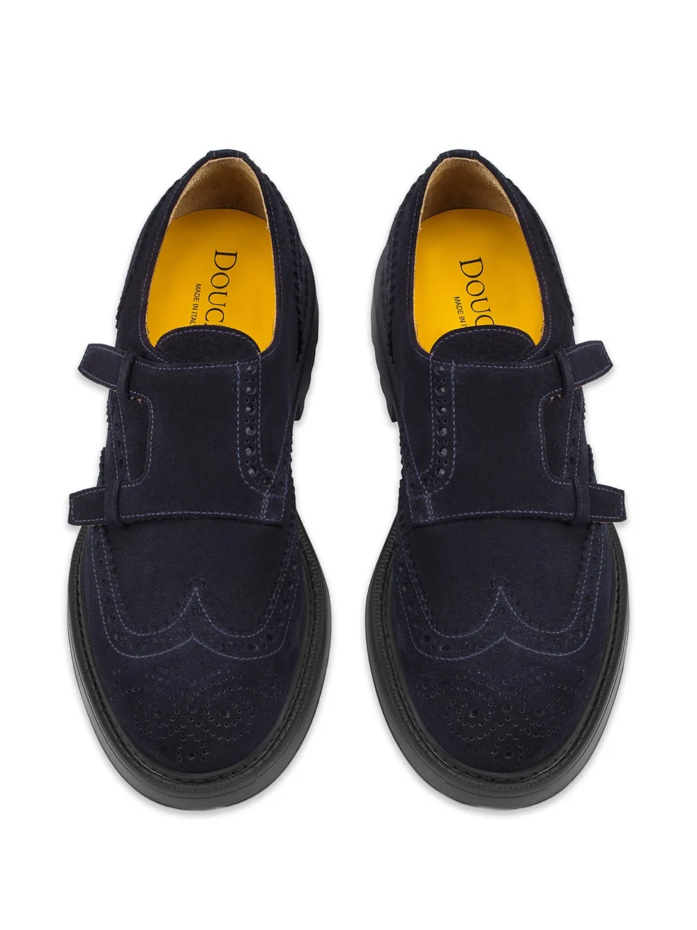 Doucal's brogue-detail double-strap monk shoes Blauw
