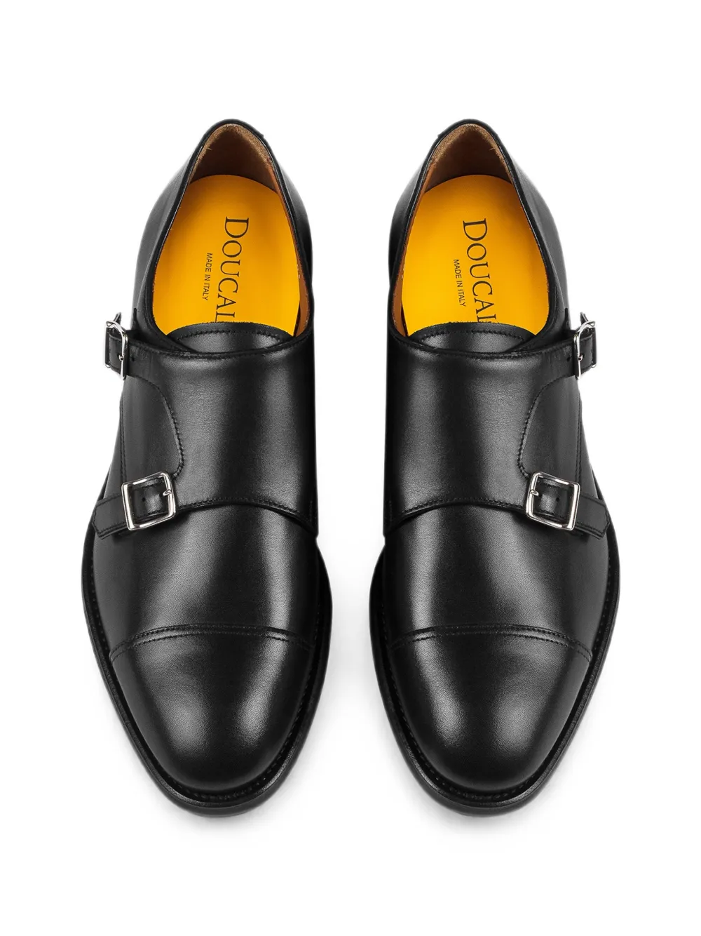 Doucal's double-buckle monk shoes Zwart