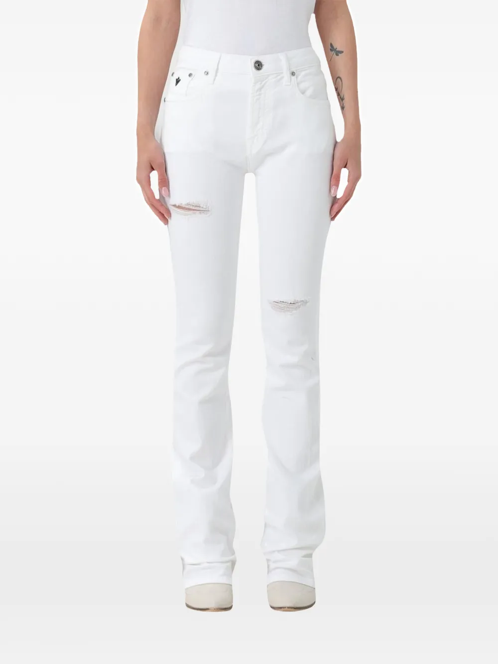 Victory Gate distressed flared jeans - Weiß