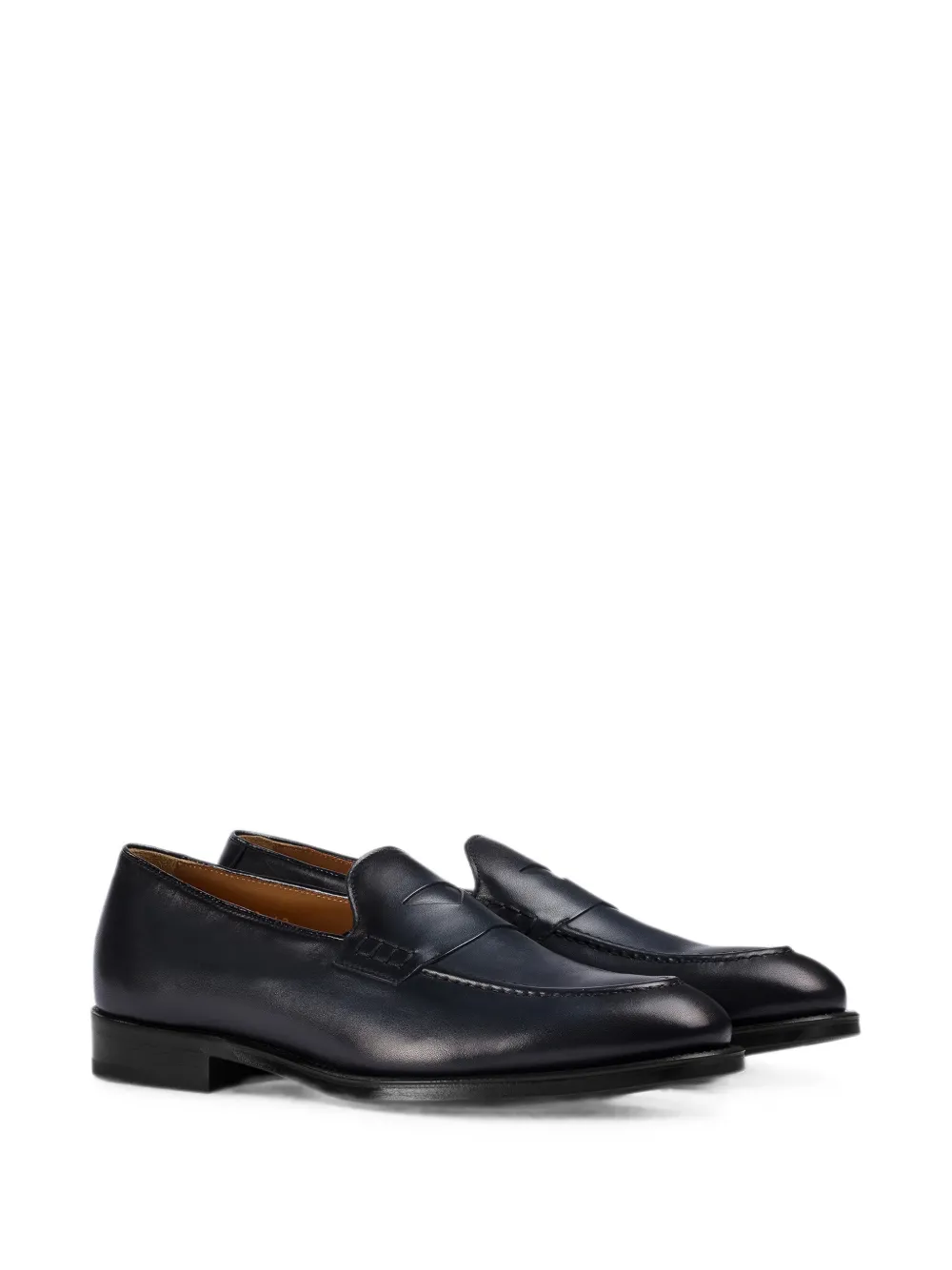 Doucal's almond-toe penny loafers Blauw