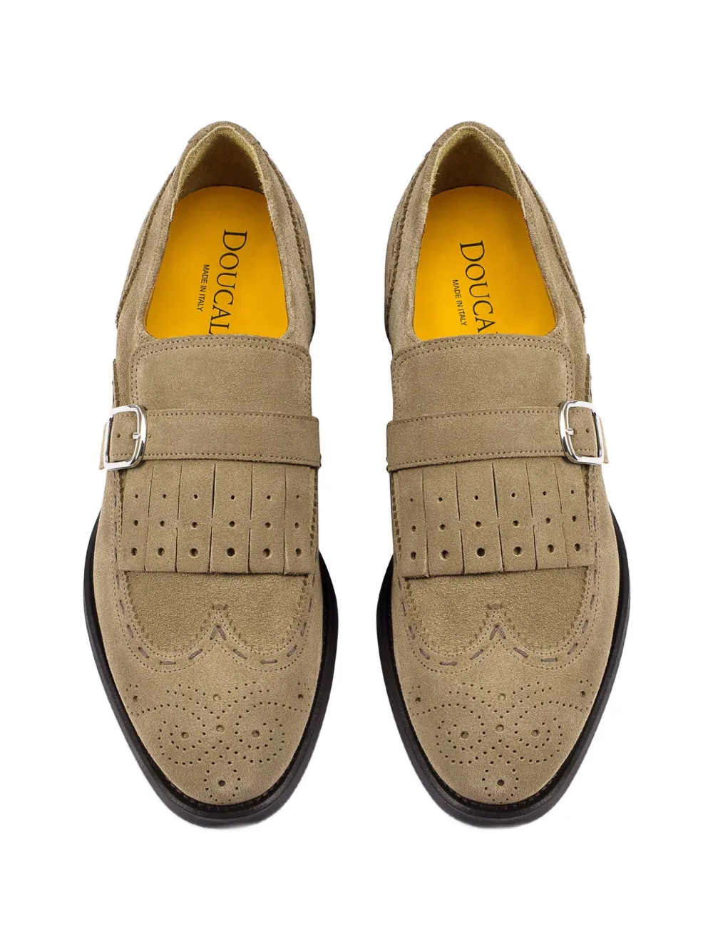 Doucal's fringed brogue monk shoes Beige