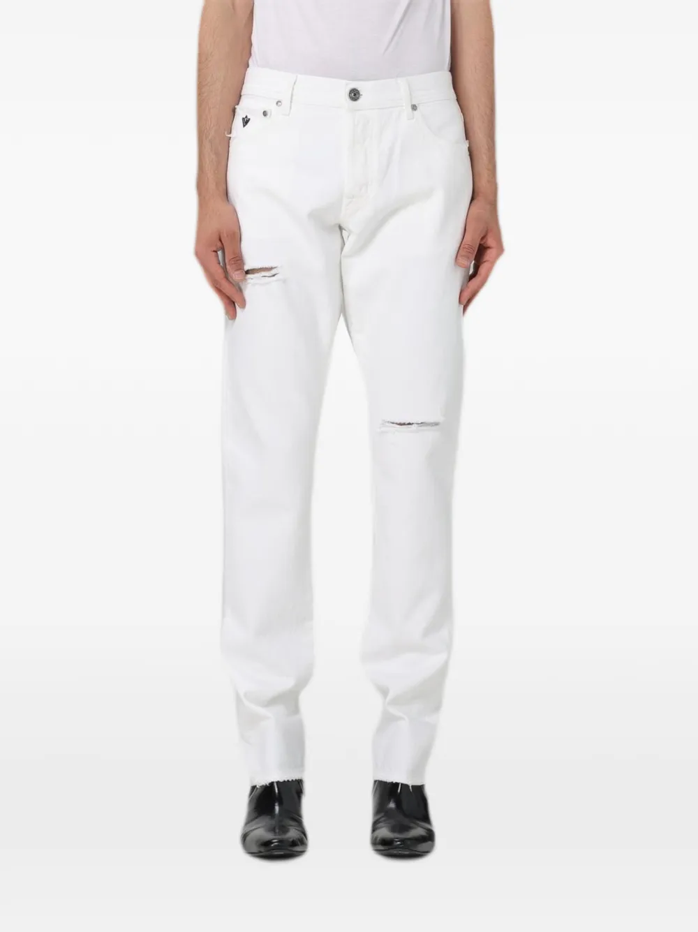 Victory Gate distressed raw-cut jeans - Bianco