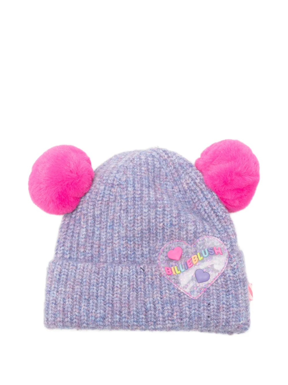 Billieblush pom-pom heart-patch beanie hat - Viola