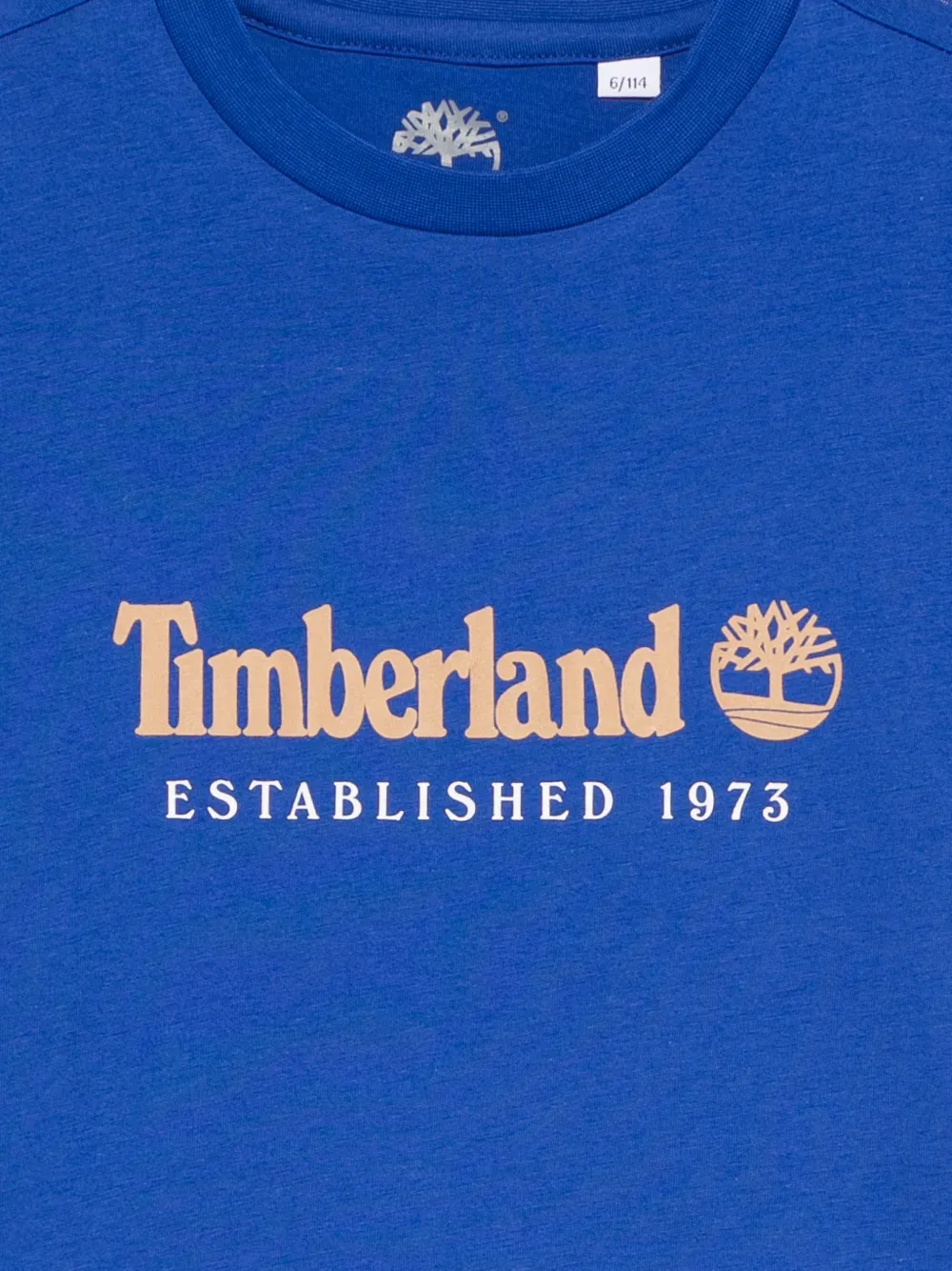 Timberland Kids T-shirt met logoprint Blauw