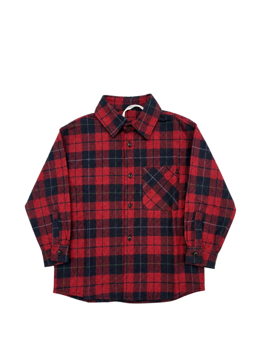 DONDUP KIDS check-pattern chest-pocket shirt - Rot