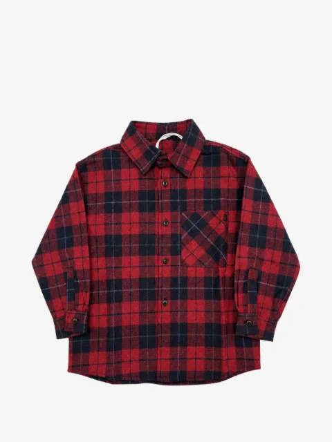DONDUP KIDS check-pattern chest-pocket shirt