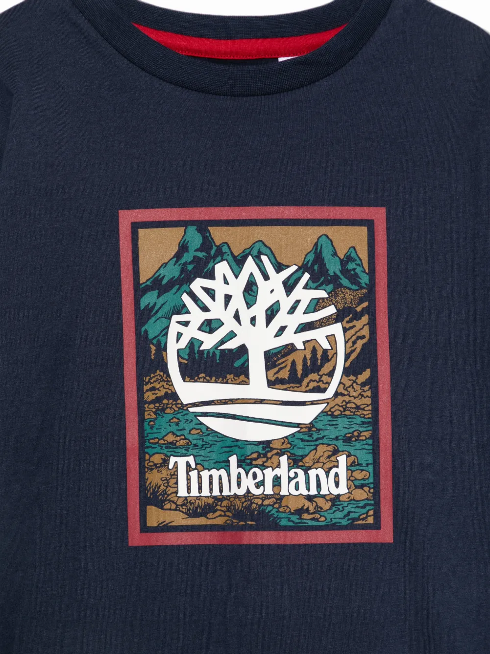 Timberland Kids T-shirt met logoprint en lange mouwen Blauw
