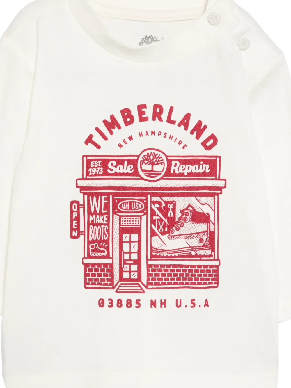 Timberland Kids T-shirt met grafische print en lange mouwen Wit