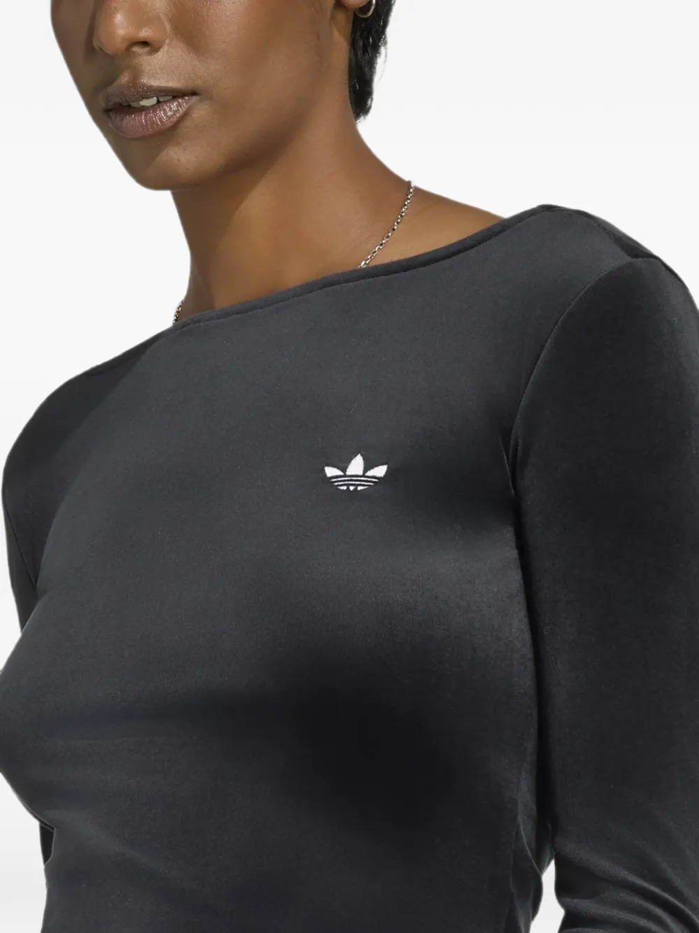 adidas velour open-back top Zwart