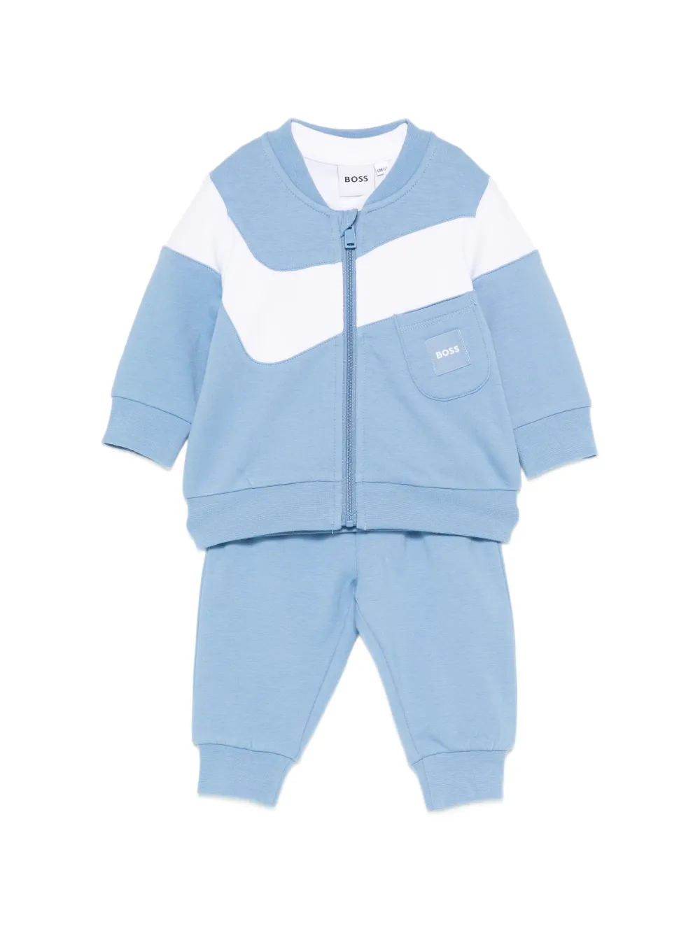 BOSS Kidswear logo-detail colour-block tracksuit set - Blu