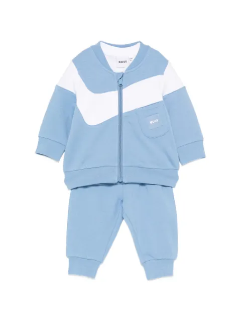 BOSS Kidswear logo-detail colour-block tracksuit set