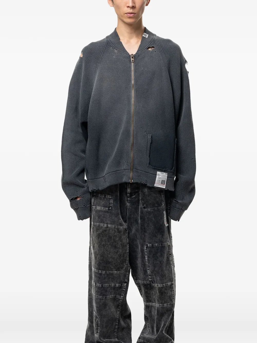 Maison MIHARA YASUHIRO Sun Faded Like knit cardigan - Grey