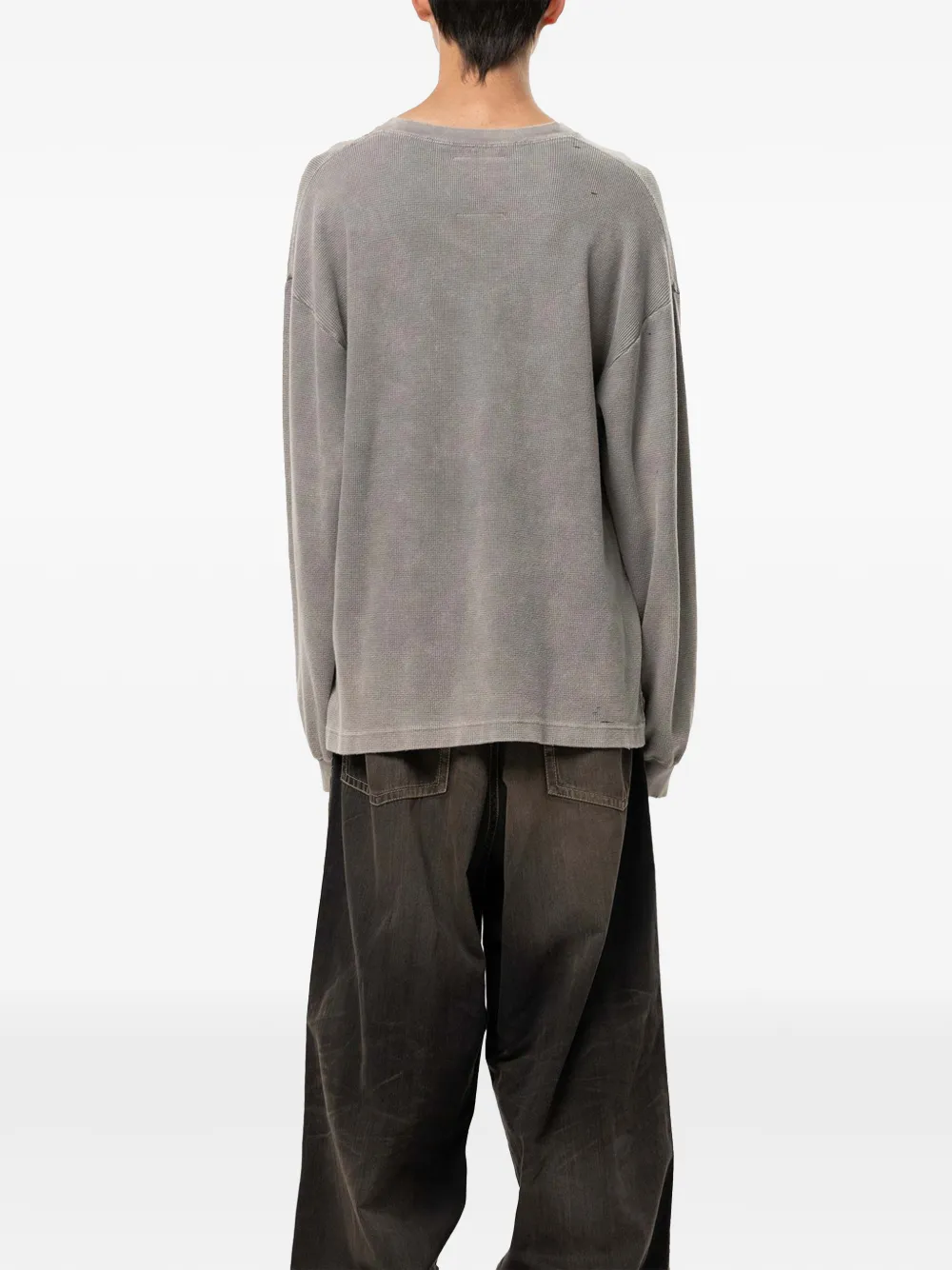 Maison MIHARA YASUHIRO Wafelgebreid T-shirt met gebleekt effect Grijs