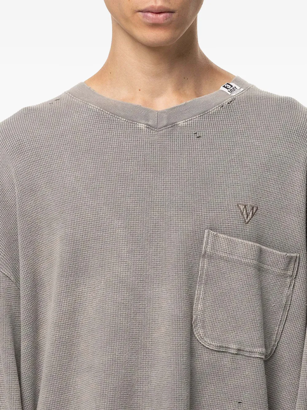 Maison MIHARA YASUHIRO Wafelgebreid T-shirt met gebleekt effect Grijs