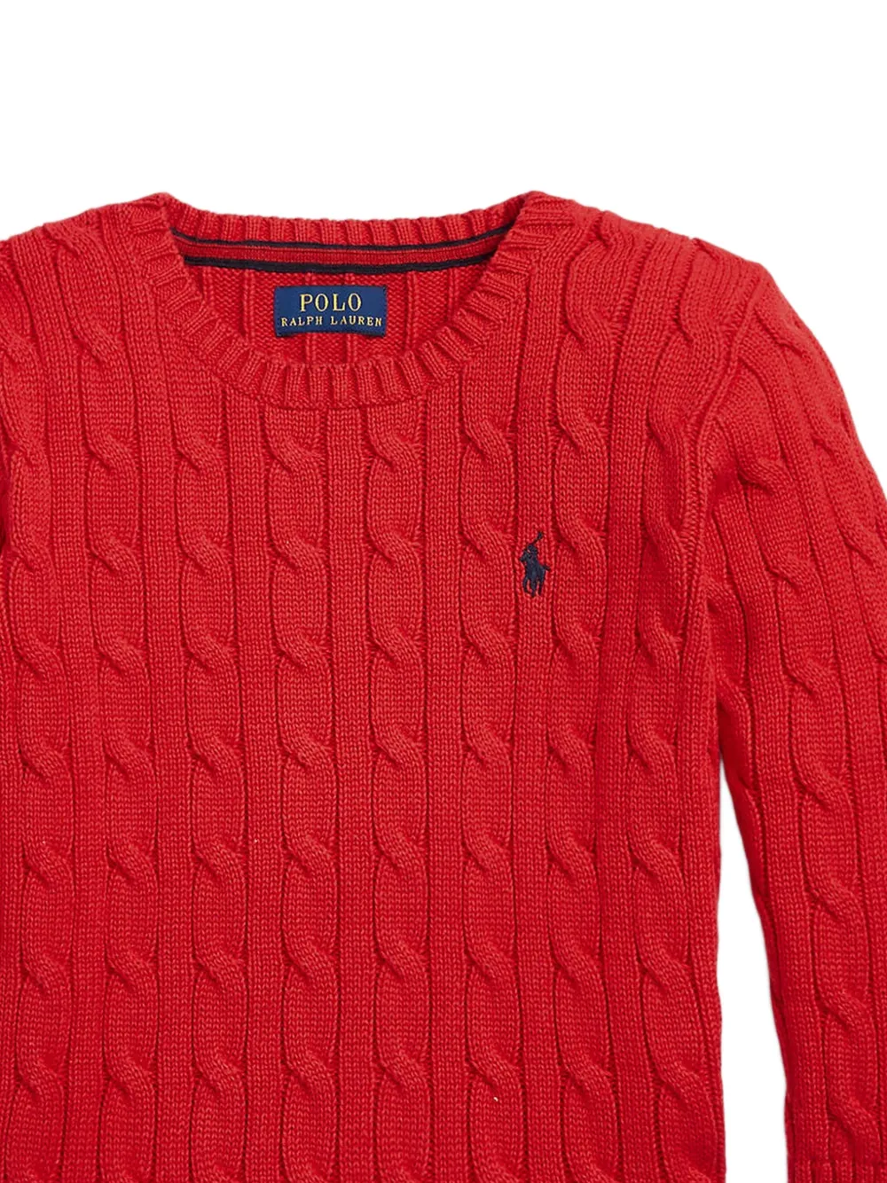 POLO RALPH LAUREN KIDS Kabelgebreide katoenen trui Rood