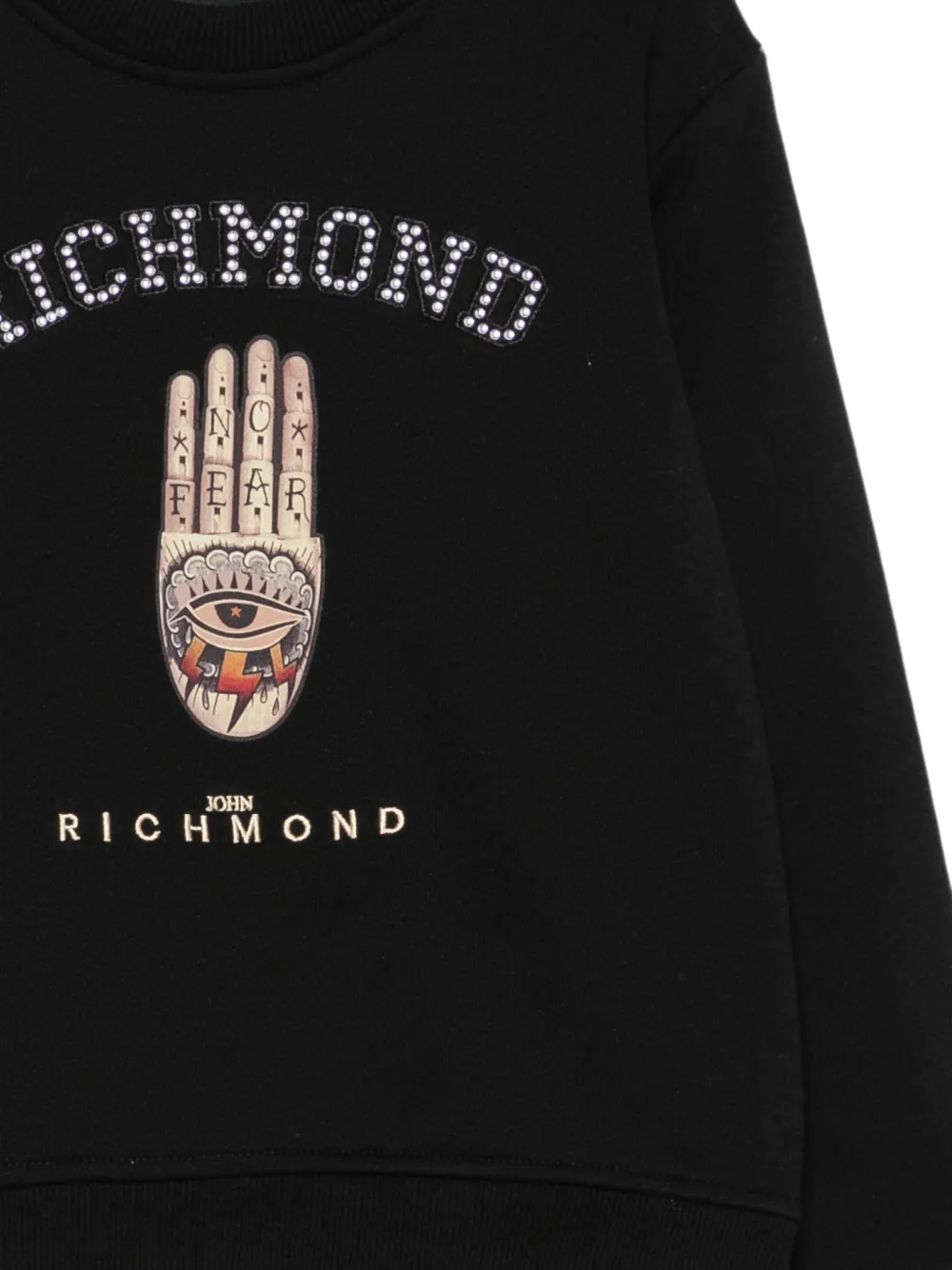 John Richmond Junior Sweater verfraaid met studs en grafische print Zwart