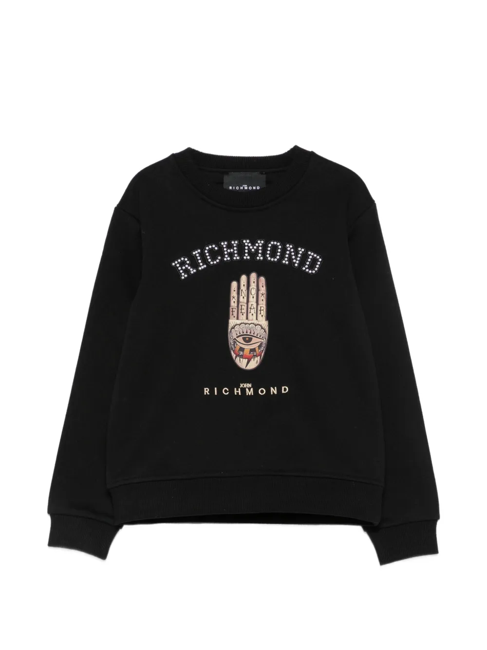 John Richmond Junior stud-embellished graphic-print sweatshirt - Nero