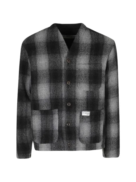 Fay check-pattern V-neck jacket