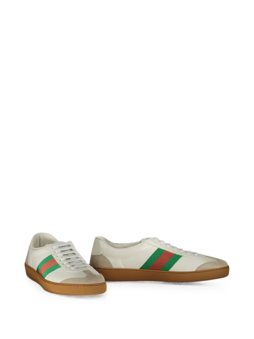 Gucci Web-stripe leather sneakers Beige