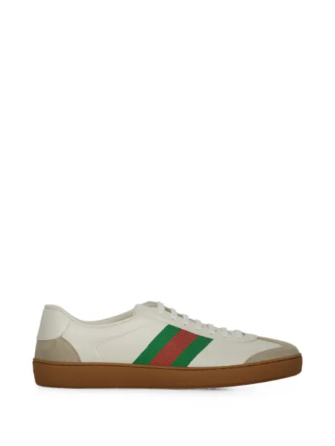 Gucci Web-stripe leather sneakers