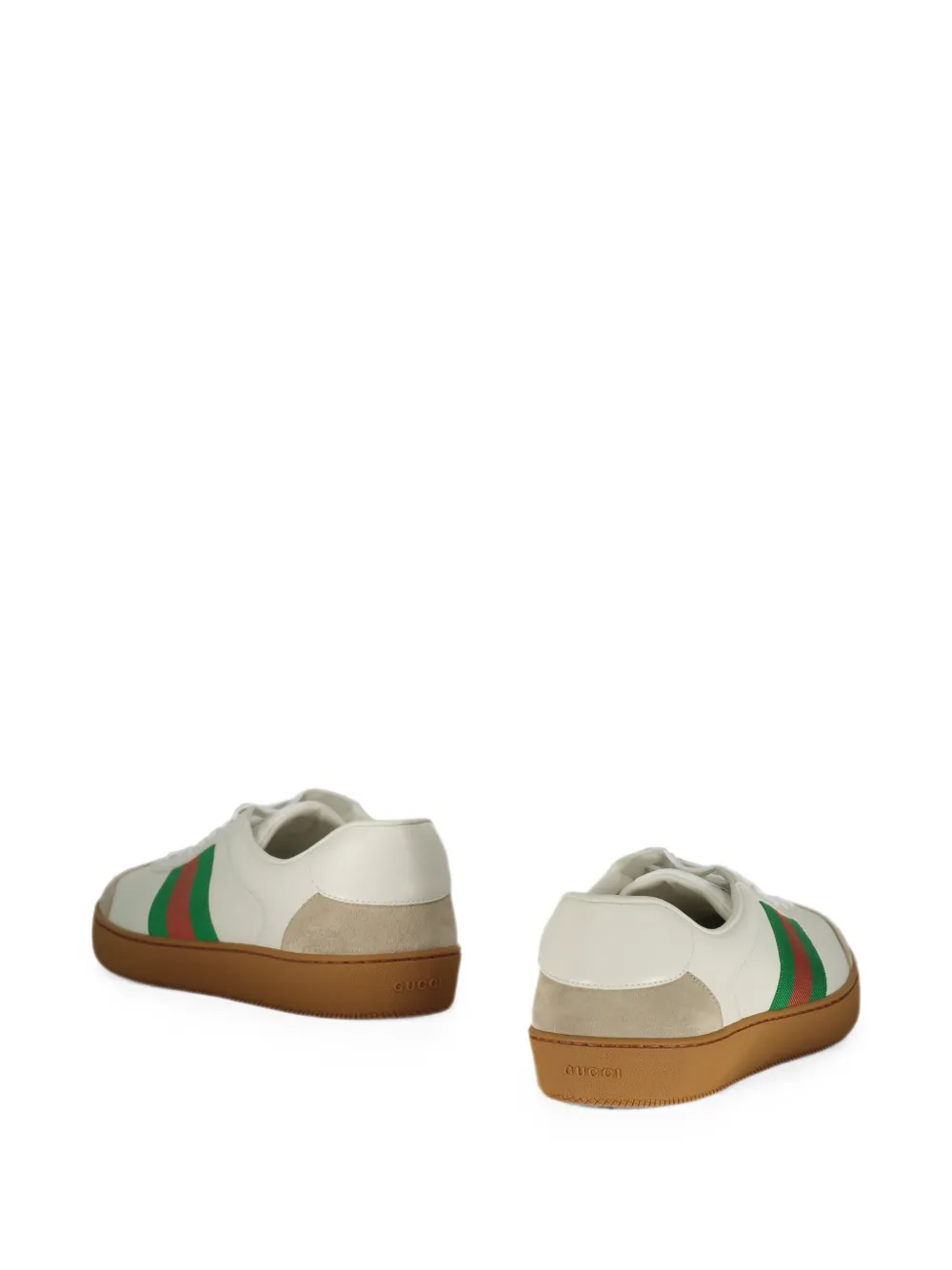 Gucci Web-stripe leather sneakers Beige
