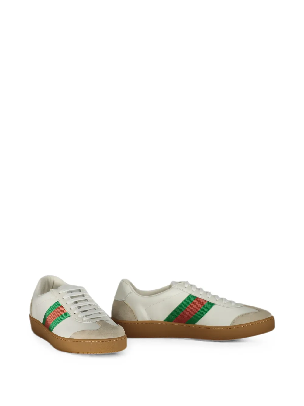 Gucci Leren sneakers met Web-streep Beige