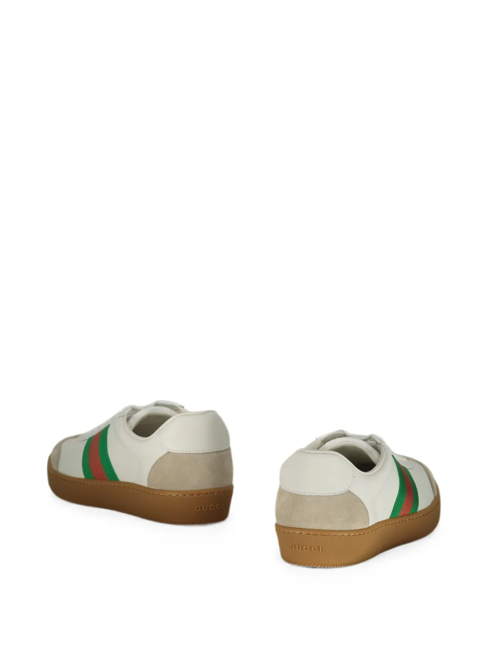 Gucci Leren sneakers met Web-streep Beige