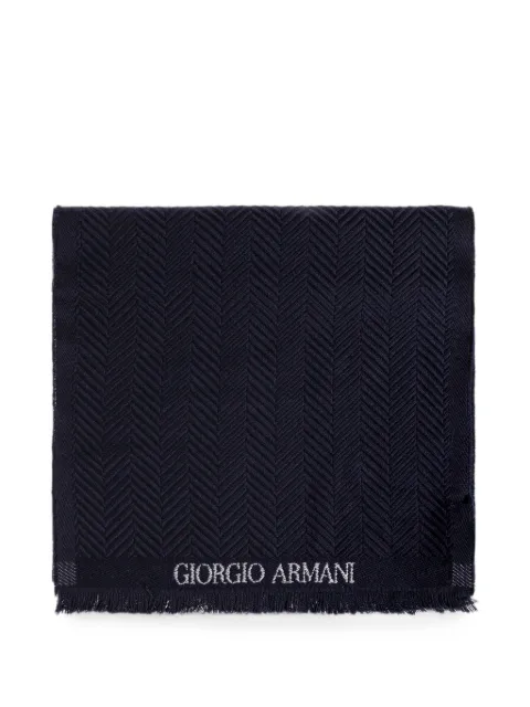 Giorgio Armani herringbone-pattern wool scarf
