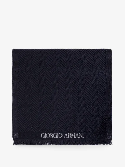 Giorgio Armani herringbone-pattern wool scarf