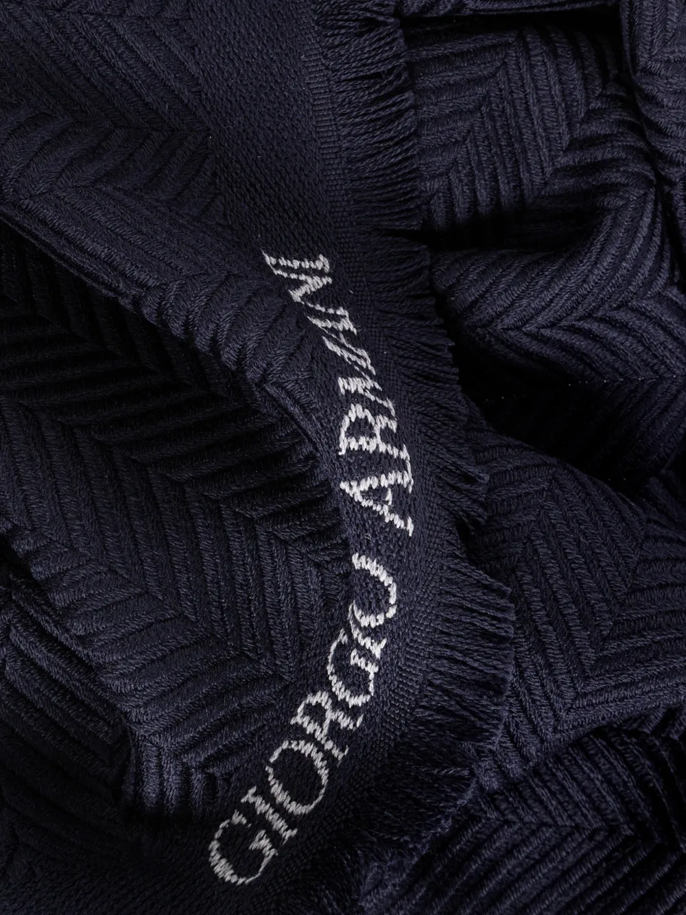 Giorgio Armani Wollen sjaal met visgraatpatroon Blauw