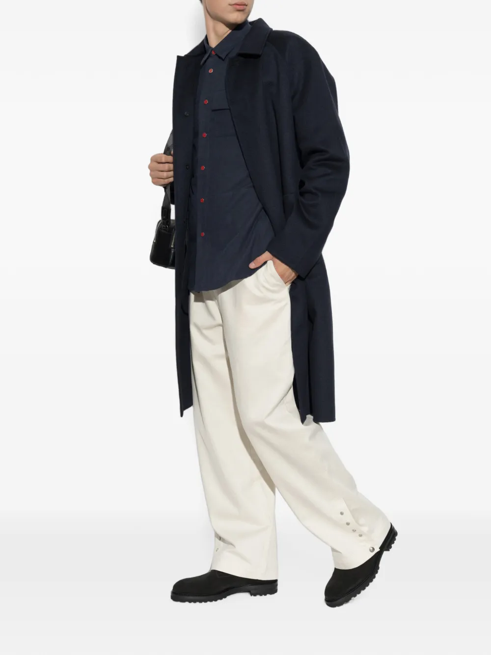 Kiton Kasjmier jas met enkele opening Blauw