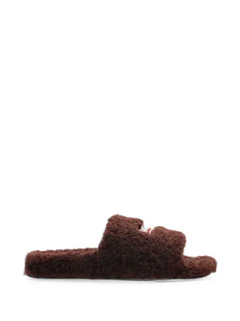 Balenciaga logo-embroidered faux-fur slides