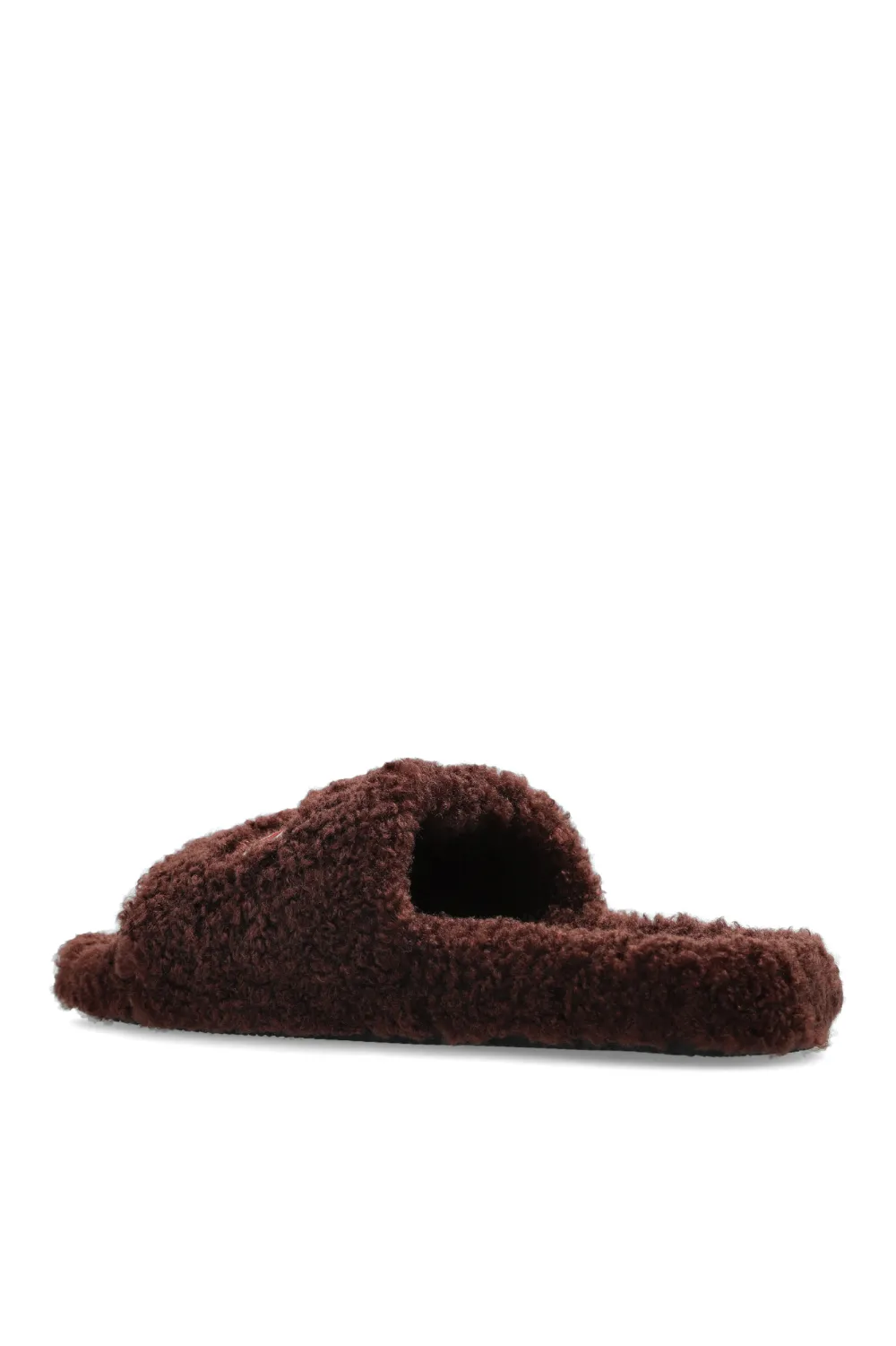 Balenciaga logo-embroidered faux-fur slides Bruin