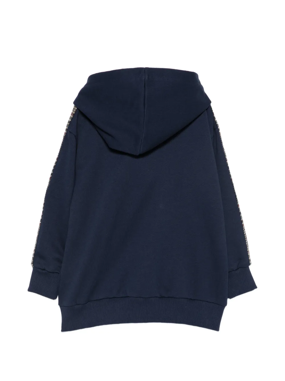 ETRO KIDS Pegaso-embroidery check-trim hoodie Blauw
