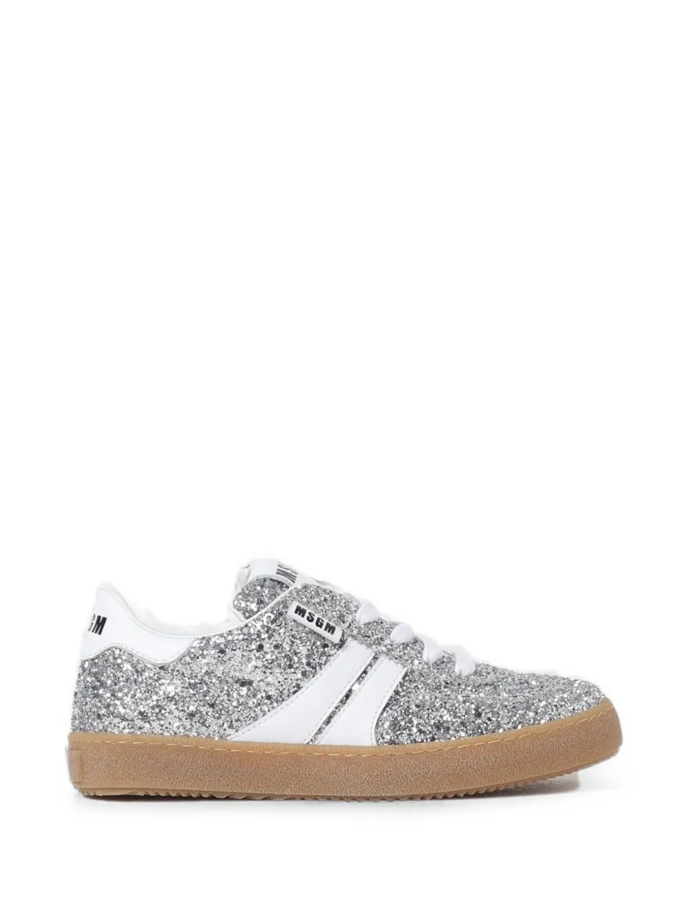 MSGM Kids glitter-detail leather sneakers Zilver