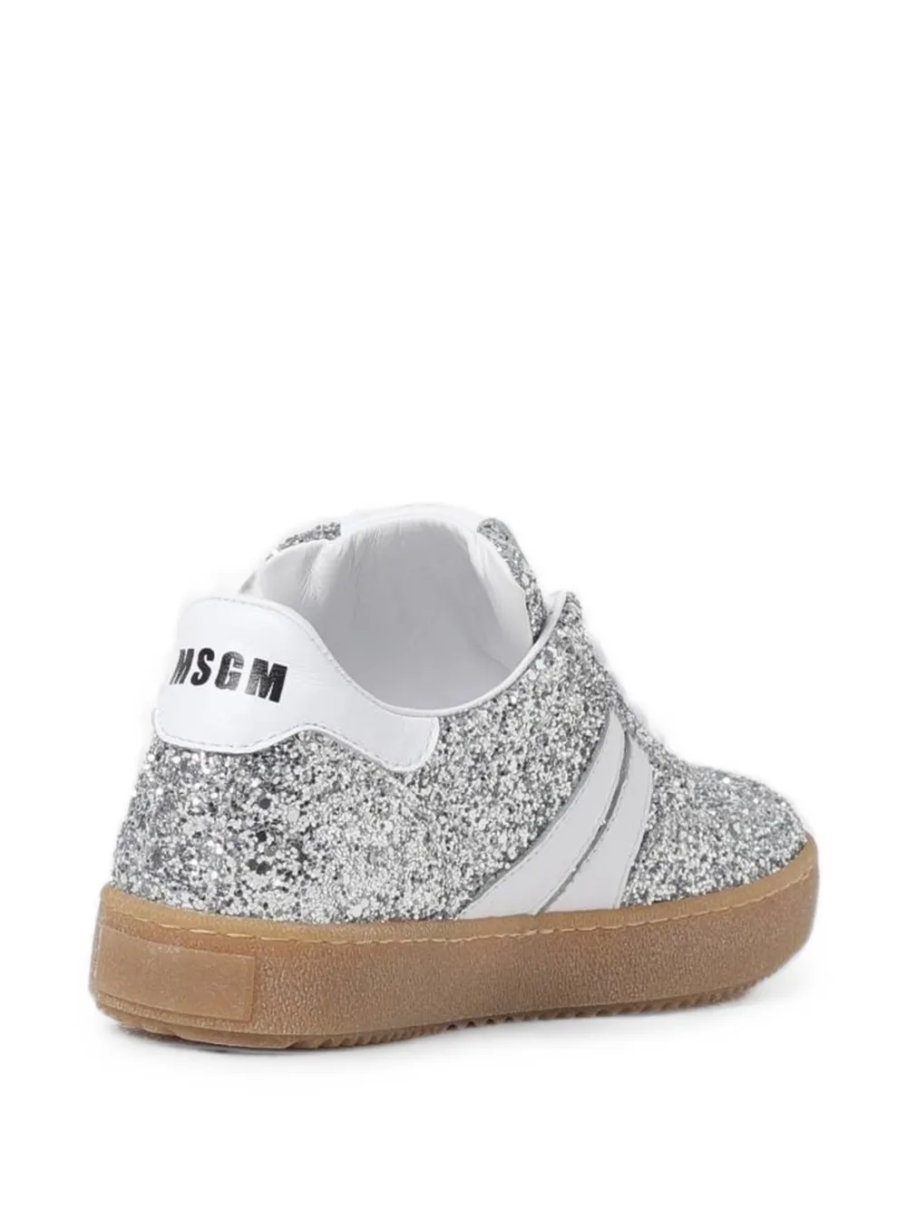 MSGM Kids glitter-detail leather sneakers Zilver