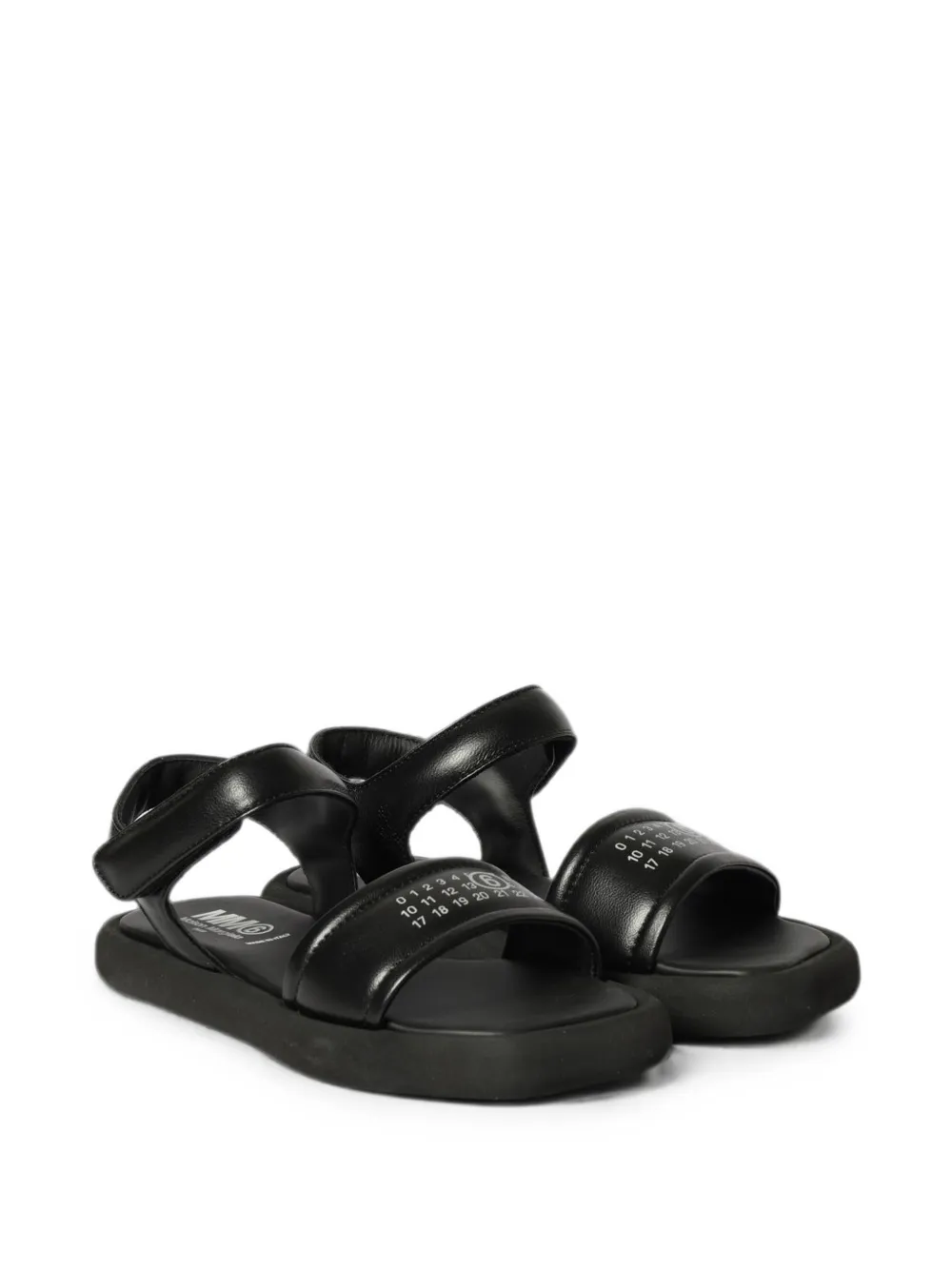 MM6 Maison Margiela Kids logo-print leather sandals Zwart
