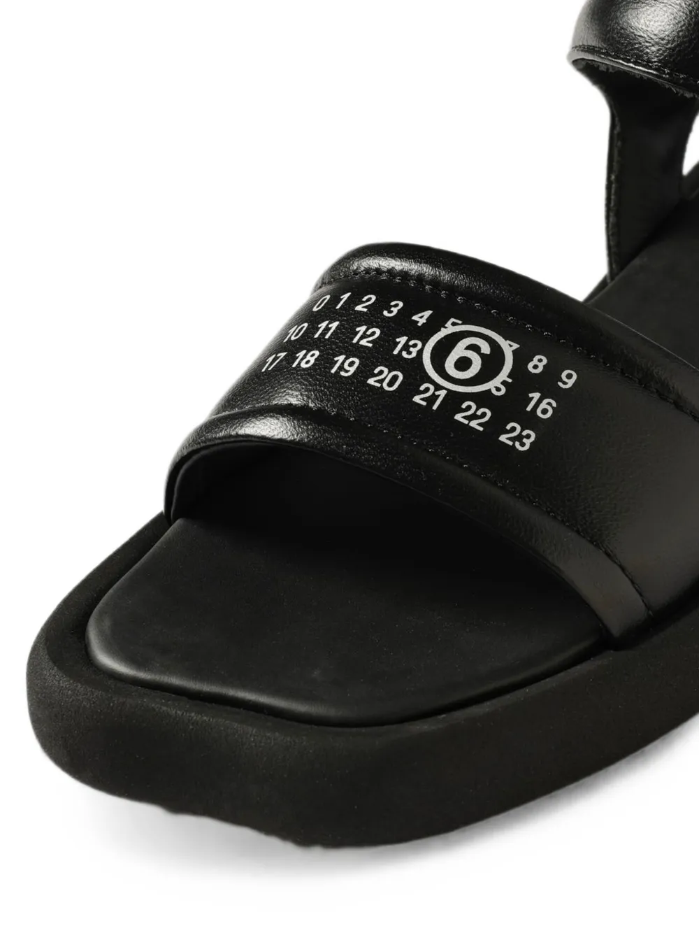 MM6 Maison Margiela Kids logo-print leather sandals Zwart