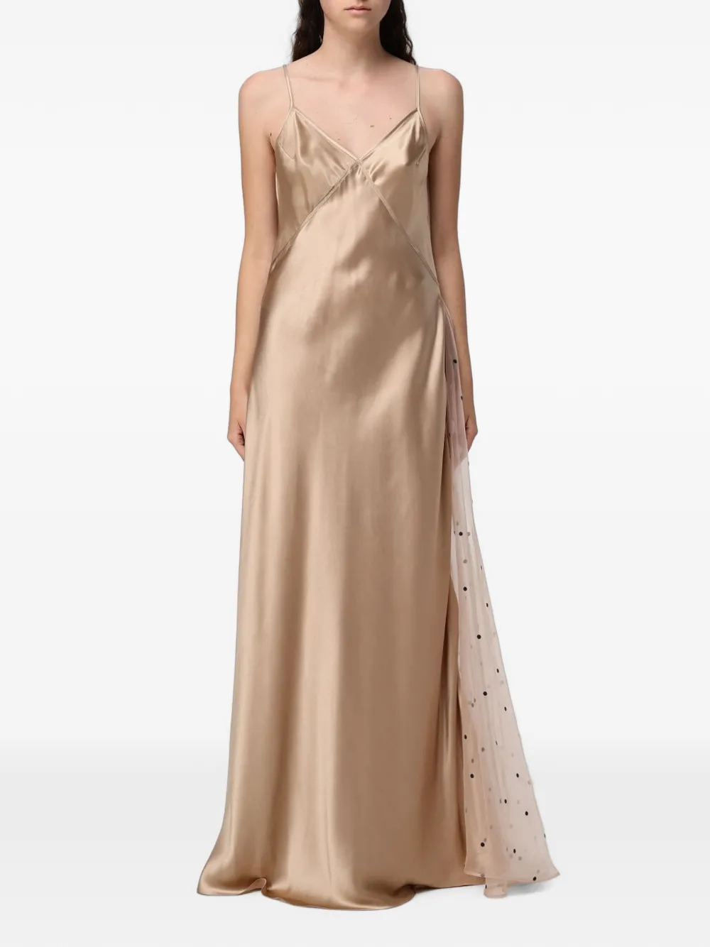 CRIDA Elba polka-dot panel maxi dress - Oro