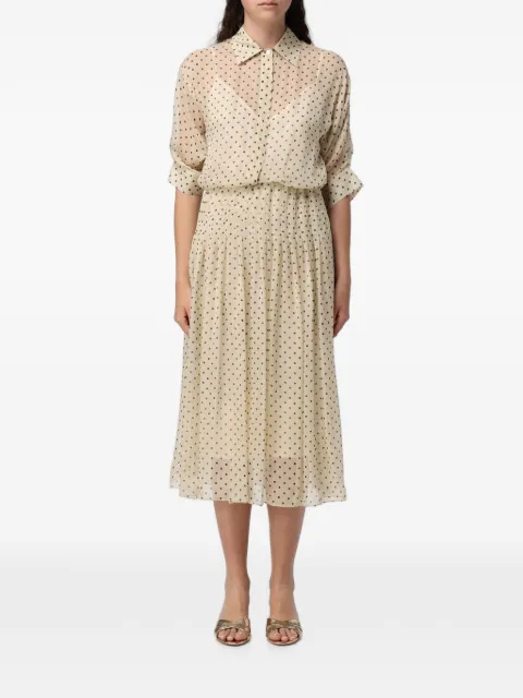 CRIDA vestido midi Wimbledon de seda con motivo de lunares