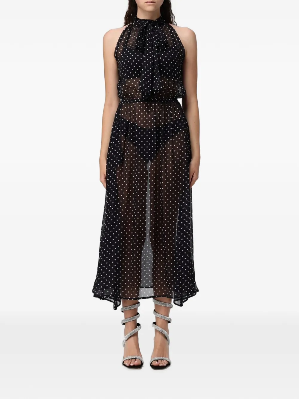 CRIDA Taormina polka-dot midi dress - Nero